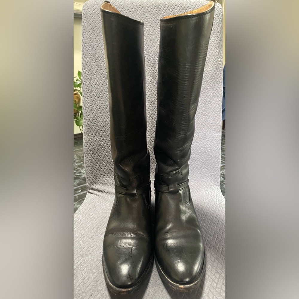 Frye tall leather black boots size 8